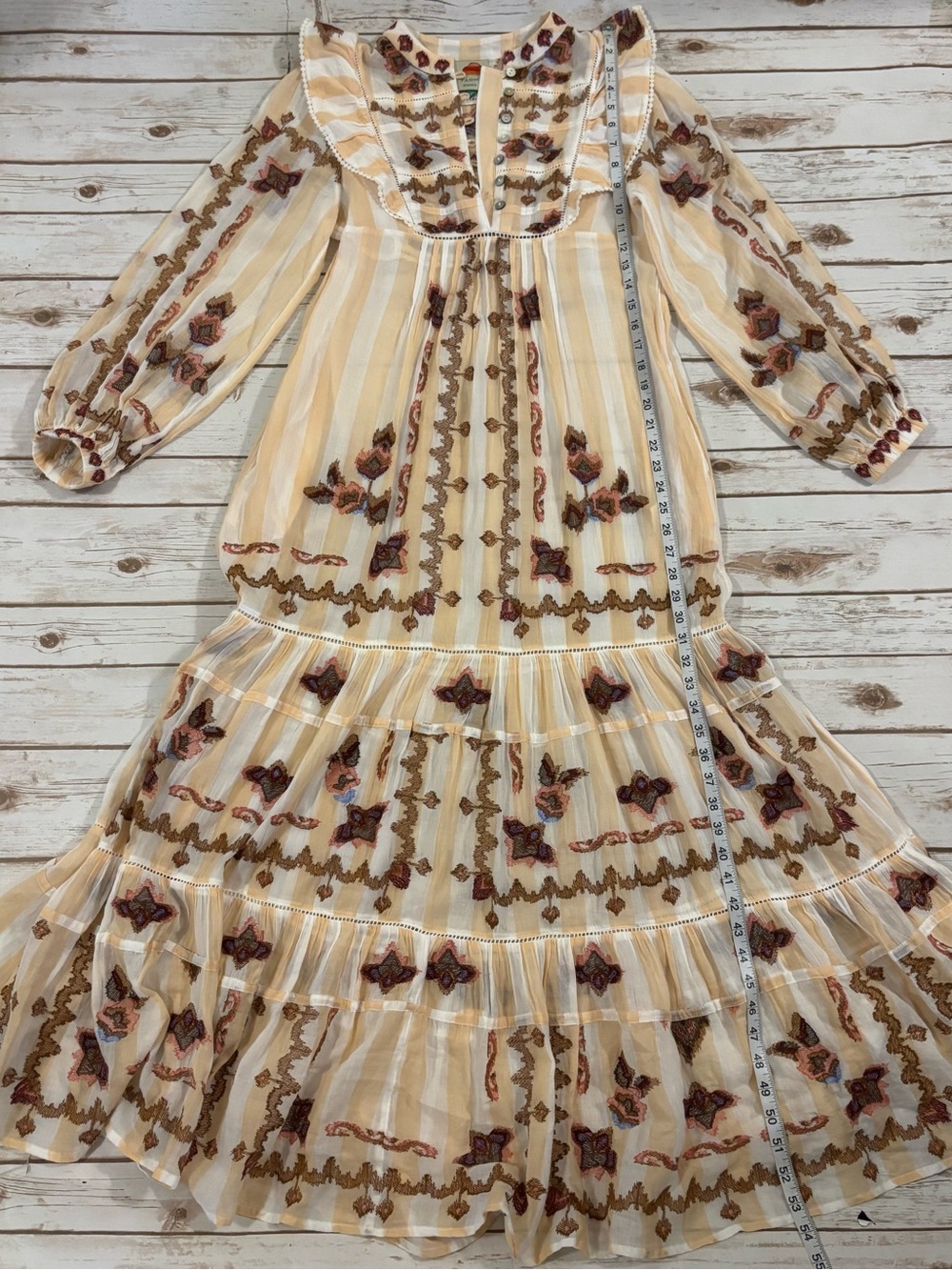 Farm Rio Jacquard Embroidered Ikat Long Sleeve Midi Dress XS - Picture 6 of 16